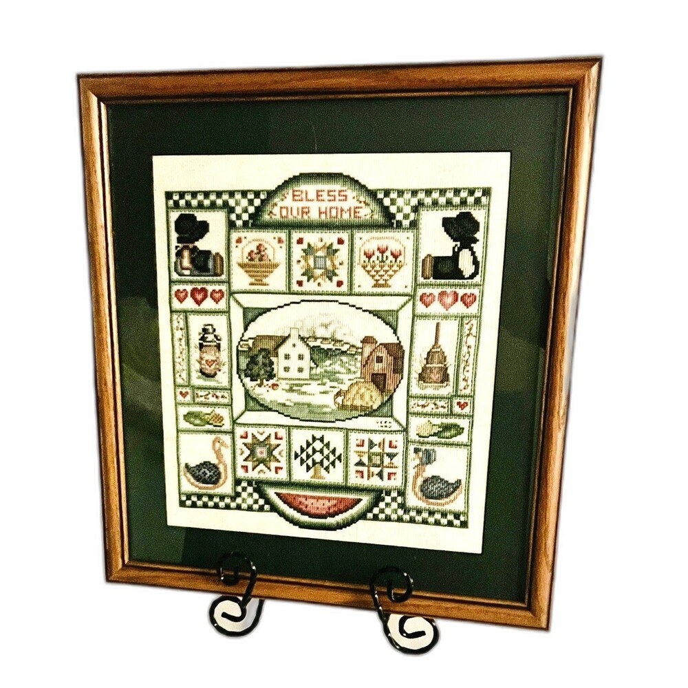 Vintage Cross Stitch Dale Burdett called "Lancaster County Sampler Framed 17X16